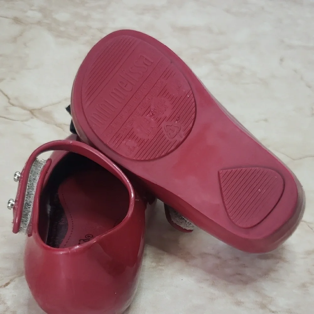 Mini Melissa Red Wine Kids Shoes with Bow